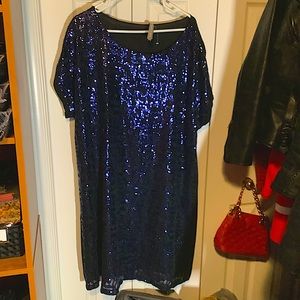 Gorgeous Dark Blue Sequinned Party Dress 1X